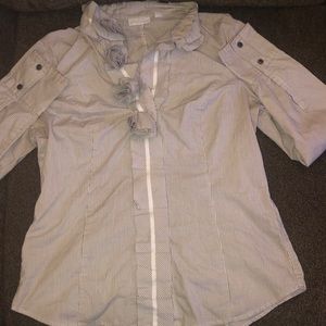 New York & Company Pinstriped Collard Shirt